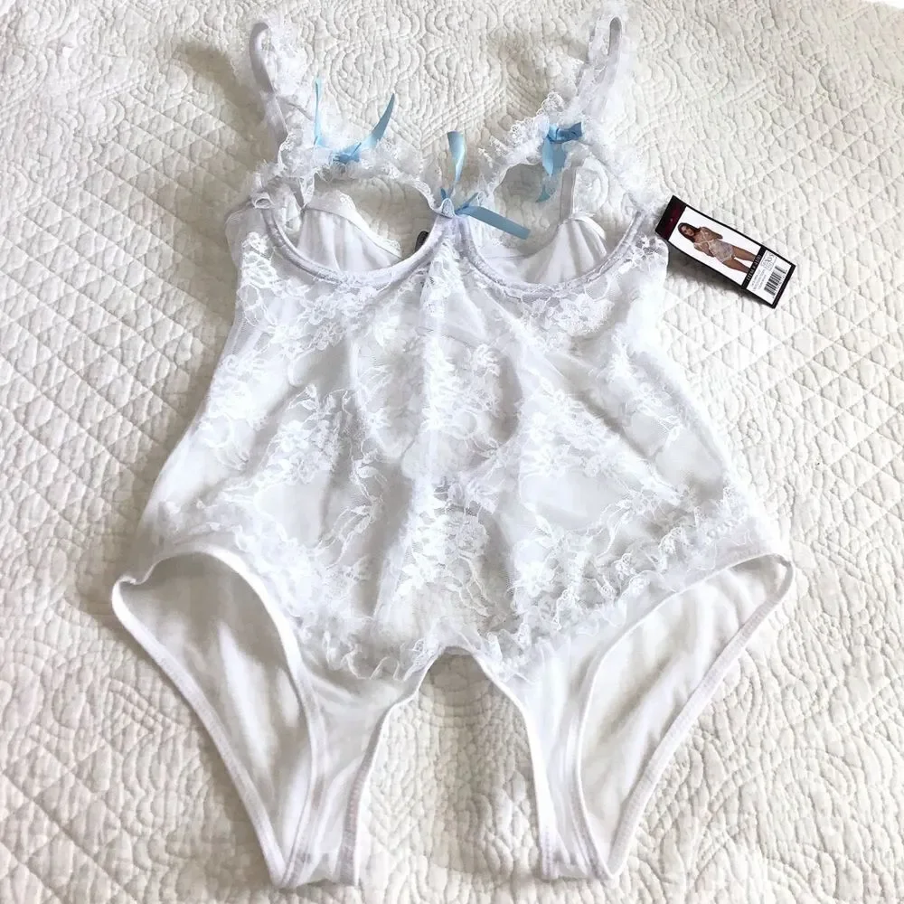 Oh La La Cheri White Lace Teddie Intimate Wear New Size One Size